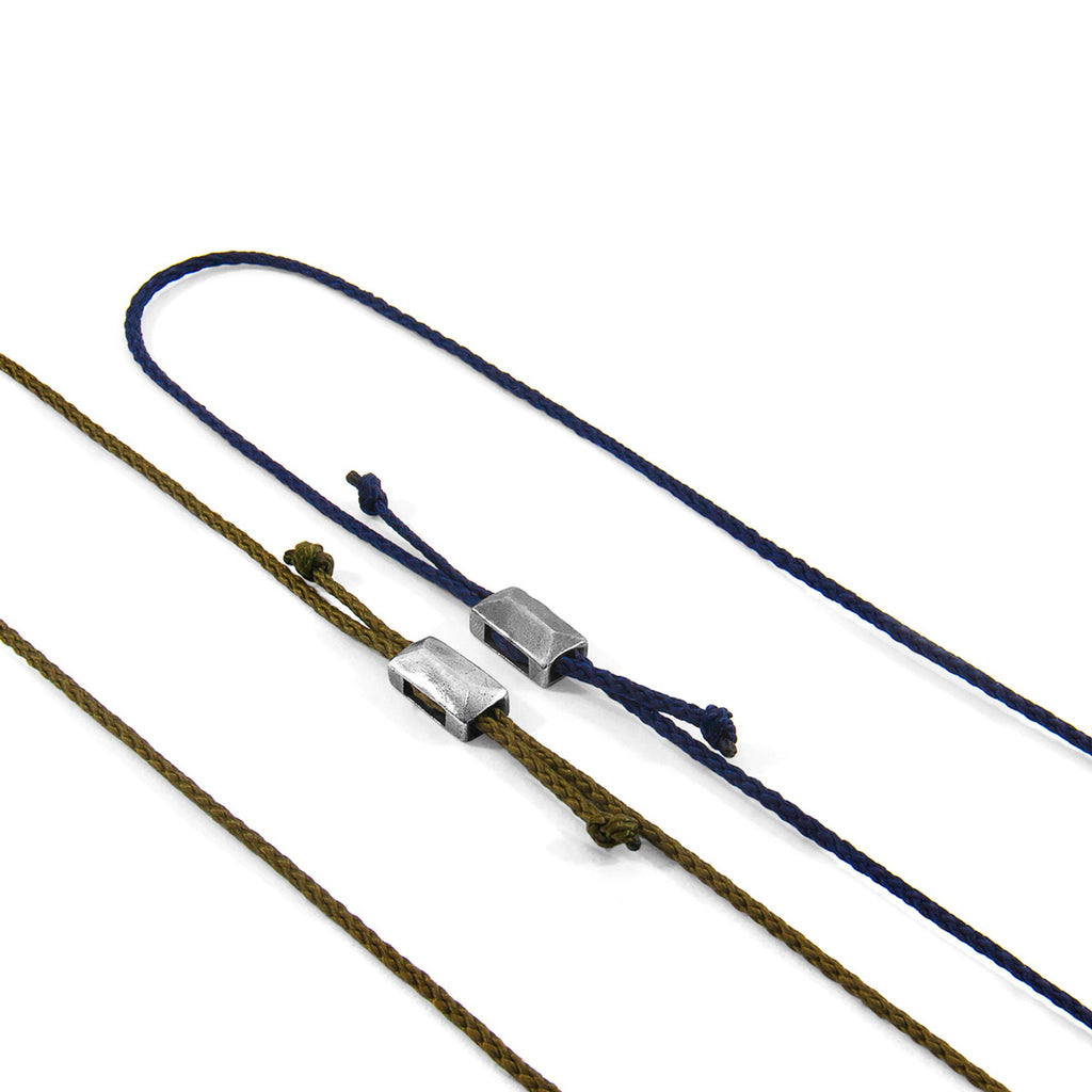 Edward Silver and Rope SKINNY Bracelet - Navy Blue